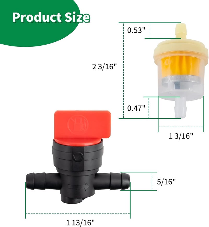 wyevee 1/4 inch- 2m/6 Feet Gas Fuel Line Hose with 10 Clamps, 2 in Line Fuel Valves and 2 Filters Kit, Suitable for Lawn Mowers, Cultivators, Tractors, Snow Blowers, Motorcycles and Most Small Engines - Image 3